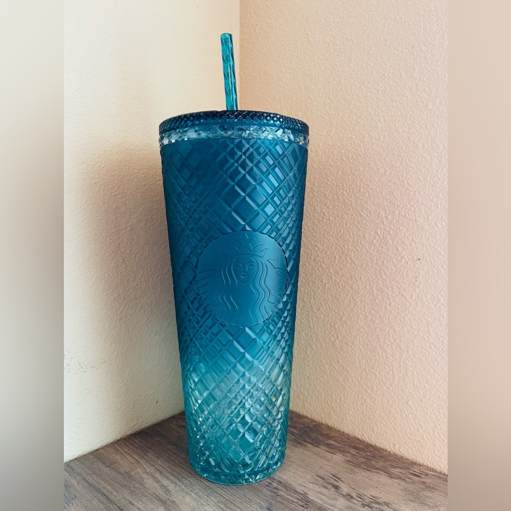 NEW Starbucks 2023 Blue Teal Ombre Jeweled 24 oz Tumbler